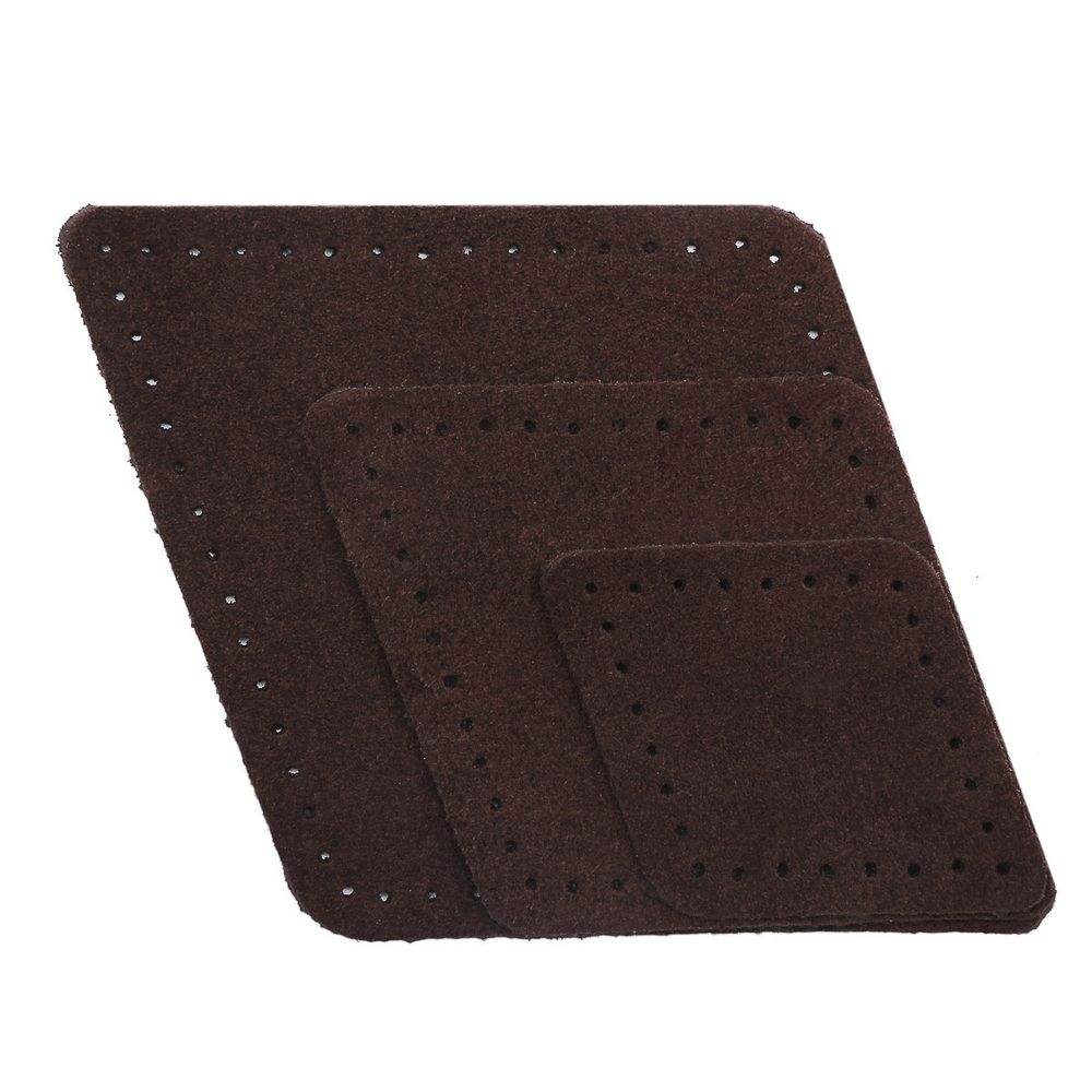 Набор заплаток пришивных из замши, ромб 4х5,6см, 6х8,4см, 8х11,2см, с перфорацией, 3 шт (21 темно-коричневый), 59405