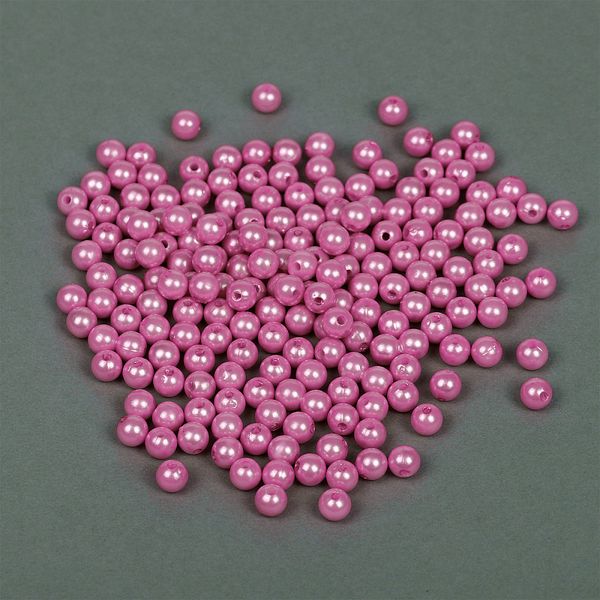 Бусины пластик (перламутр) ⌀8 мм, цв. 093 т.сиреневый, 50 гр. (213 шт), Magic4Hobby