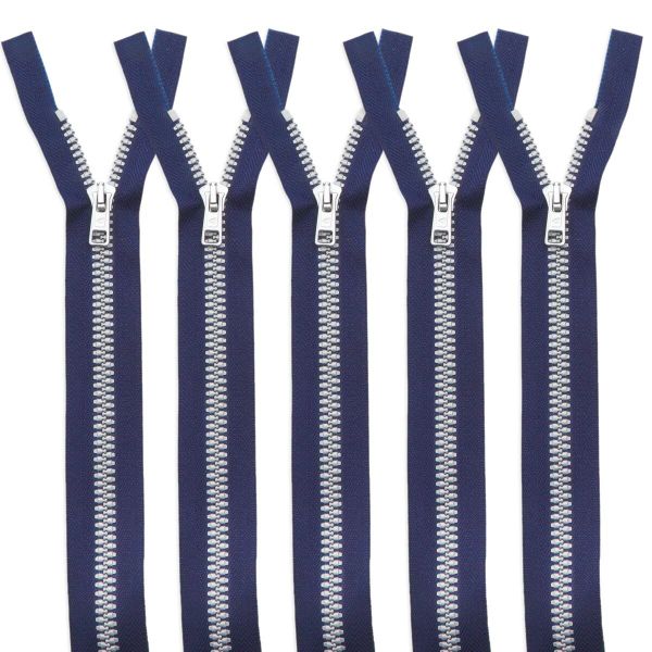 Молния трактор Arta Т6 (6 мм) 1 зам., разъем., 60 см, Decor, цв. 044 т.синий / 991 алюминий, уп.5 шт