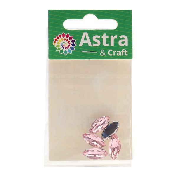 Хрустальные стразы в цапах формы миндаль, розовый 7х15 мм, 5 шт. Astra&Craft, МЦ011НН715