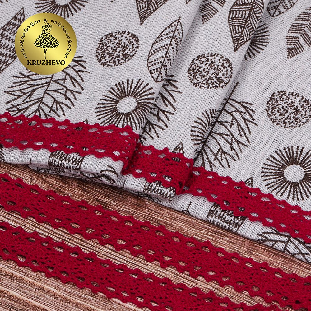 Кружево вязаное (тесьма) 20 мм / 10 метров, цв.26 бордовый, Kruzhevo