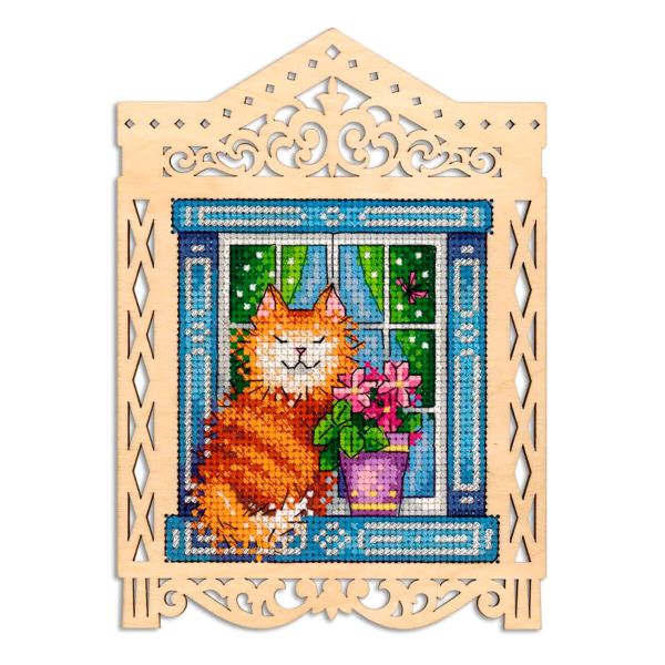 Набор для вышивания нитками МП Студия, на дереве Под весенним солнышком 19х14/ 11х10см