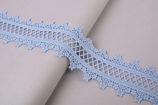 Кружево гипюр (плетёное) 65 мм / 10 м, голубой, Gamma GGM-6502