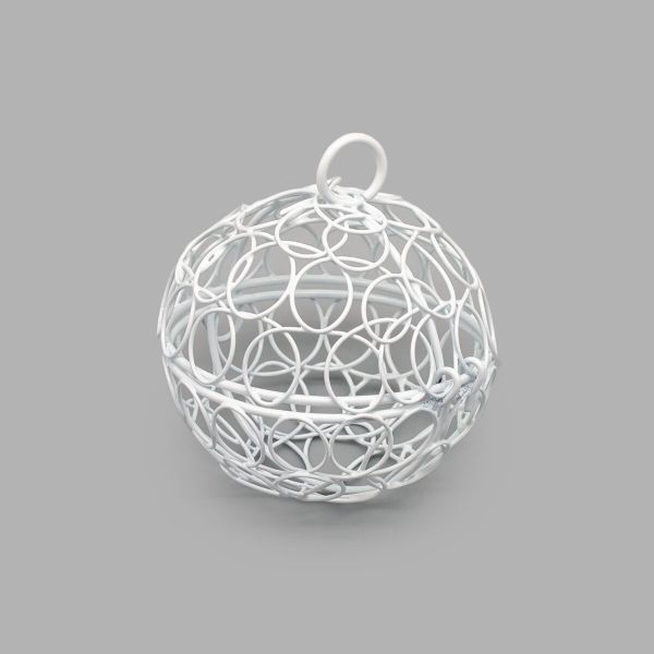 Миниатюра кукольная: Шарик ( d=6,5 см), металл, белый Y-650/1