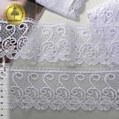 Кружево гипюр (плетёное) 70 мм, диз. 110, цв.01 белый, уп. 9 м, Kruzhevo