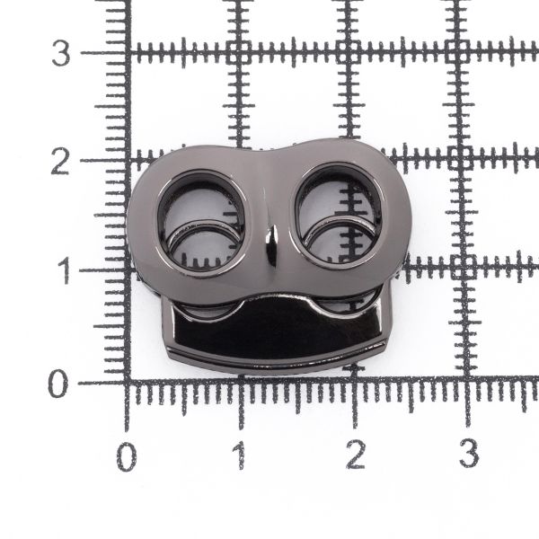 Фиксатор (зажим) для шнура металл плоский, 2 отв., 26х21 мм, (in ⌀6 мм), металл, чер.никель, 10 шт