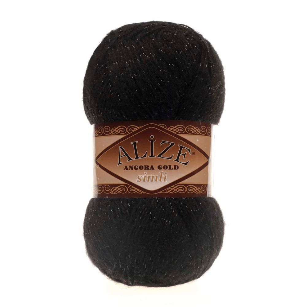 Пряжа Alize (Ализе) Angora Gold Simli / уп.5 мот. по 100 г, 500м, 060 черный A