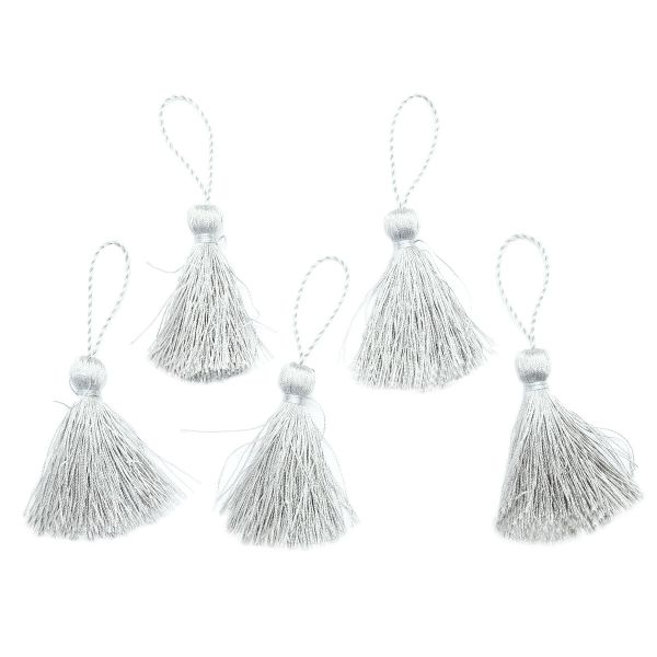 Кисти шторные 70.0 мм, вискоза, цв.230 серебро, 5 шт