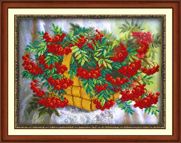 Набор для вышивания бисером Паутинка, Рябинка 28х38 см