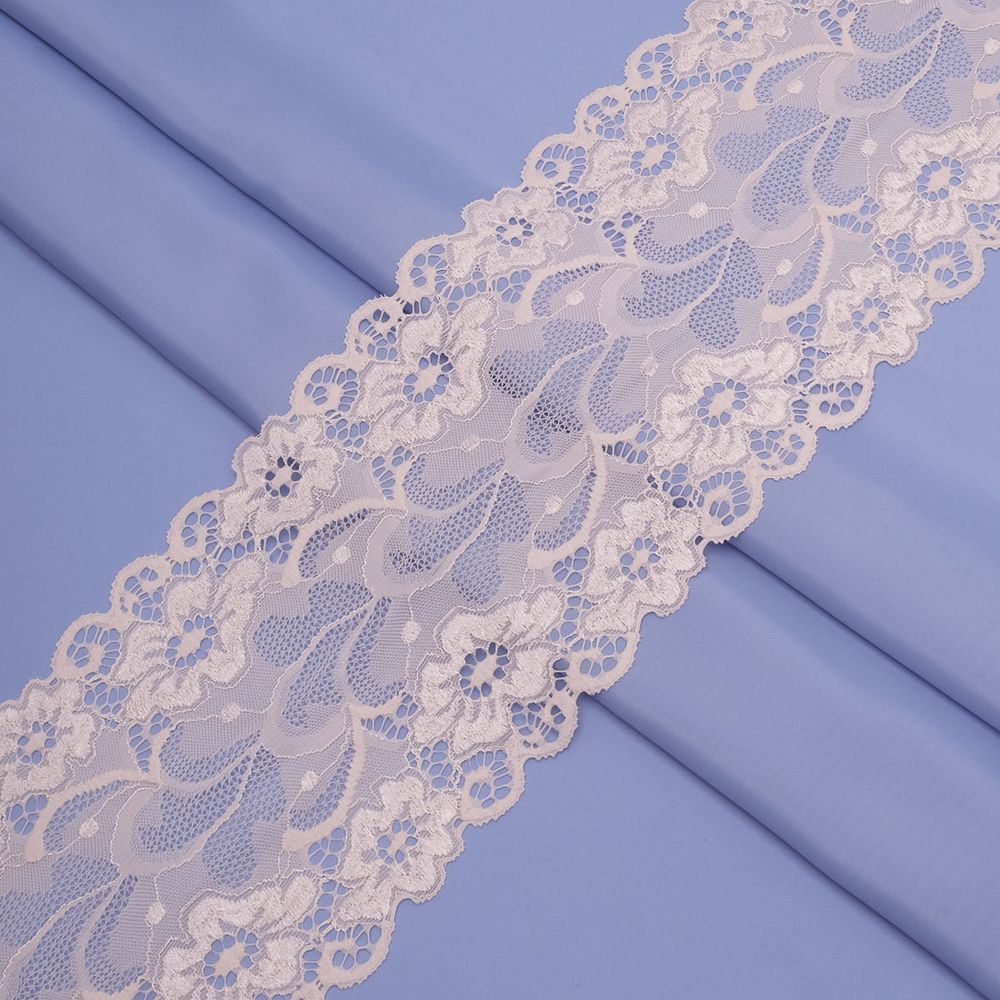 Кружево бельевое эластичное 150 мм / 3.4 метра, цвет молочный