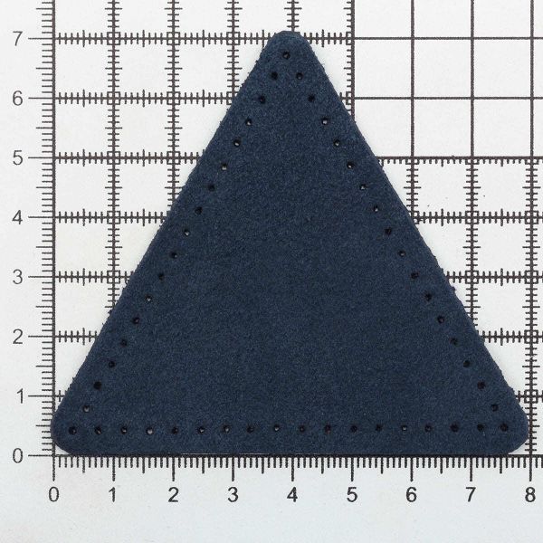 Заплатки пришивные из замши, треугольник равносторонний 8см с перфорацией, 2 шт, 100% кожа, 22 темно-синий, 59126