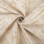 Ткань подкладочная (таффета) с рисунком 96 г/м², 100х145 см, 067 кремово-золотой (цветы), Gamma JTR