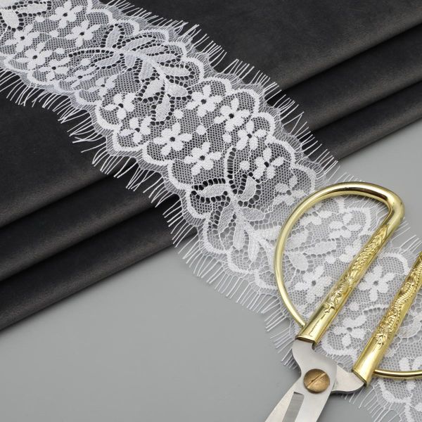 Кружево шантильи (реснички) 80 мм, 3м, цв.белый