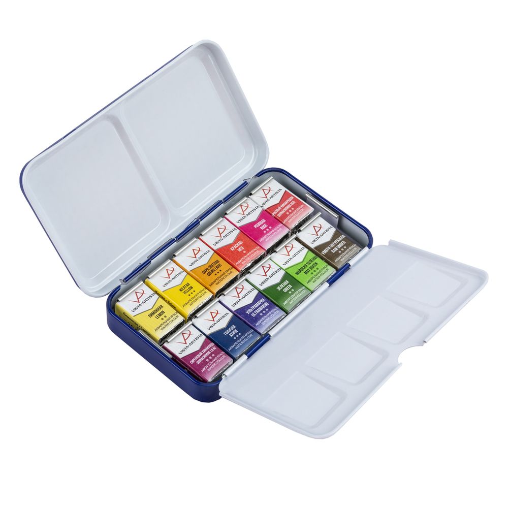 Акварель художественная, набор в металлической коробочке 12 цв, Цветочная симфония, палитра Марии Барановской, Vista-Artista VAWSM-12