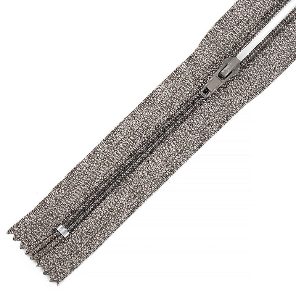 Молния спираль (витая) брючная Т4 (4 мм) 1 зам., н/раз., 20 см, автомат, цв.S323 беж-серый уп.100 шт