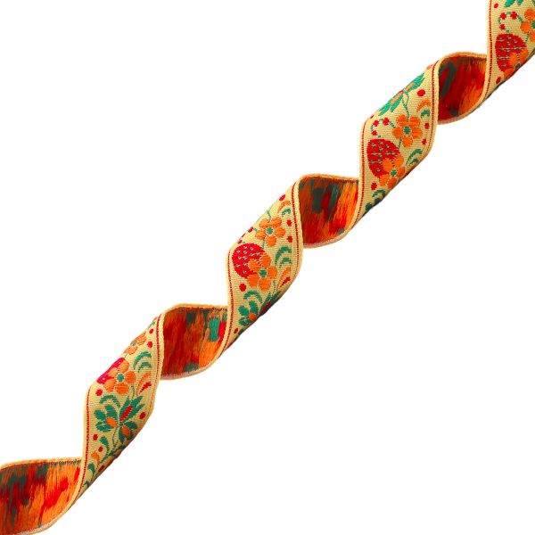 Лента (тесьма) жаккардовая 24.0 мм / 25±1 метров, рис. 9437 Клубничка, 2 желтый, С1852Г17