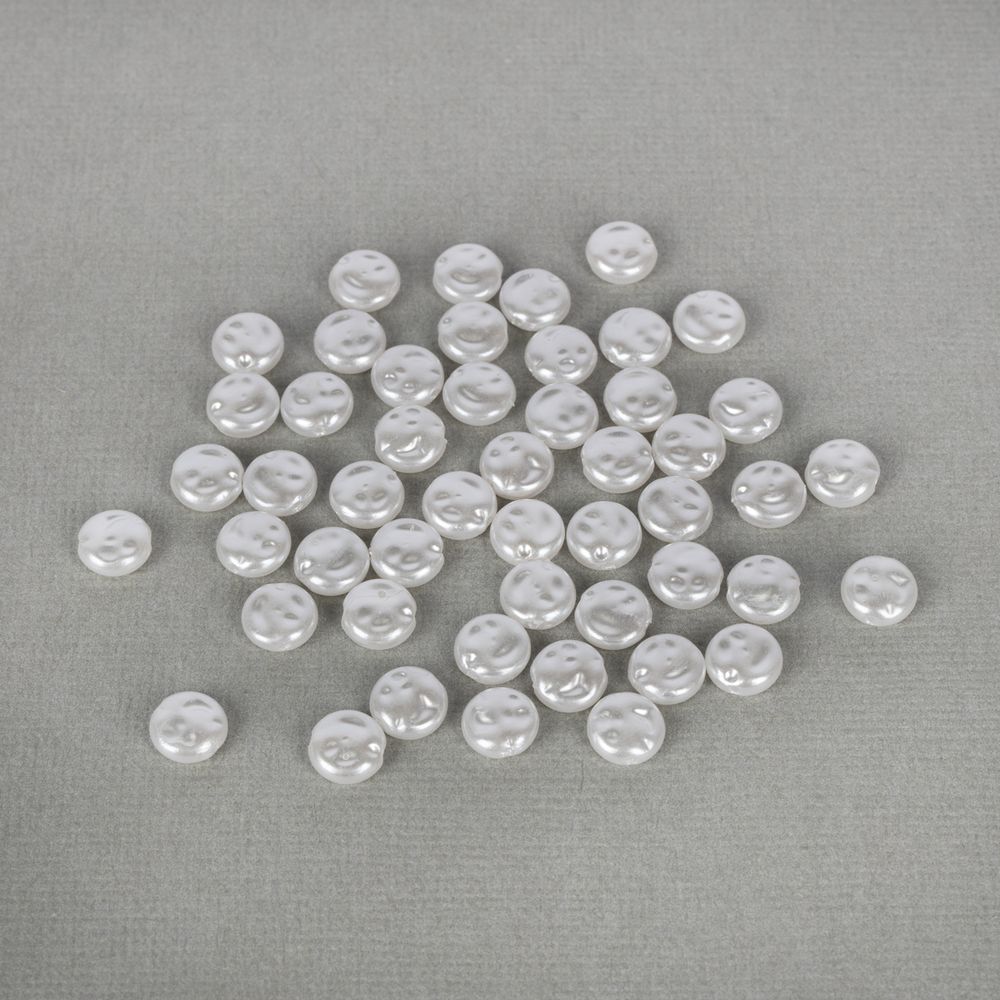 Бусины пластик ⌀8 мм, 500 шт (10х50 шт), №01 круглая плоская под жемчуг, Zlatka WDB-08