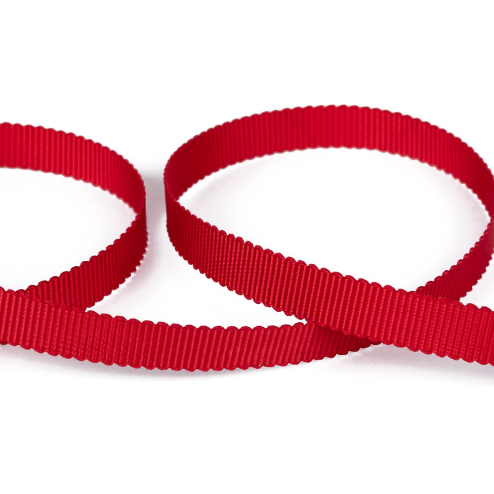 Лента репсовая (в рубчик) с зубчатым краем 10.0 мм, 25±1 метров, 250 красный, Gamma PTGR-10