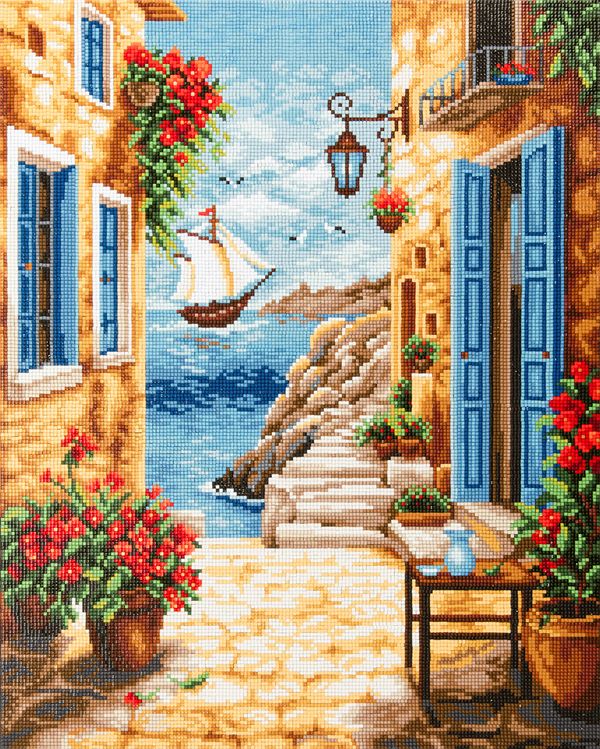 Кристальная (алмазная) мозаика Фрея ALPD-290, на подрамнике, Выход к морю, 40х50 см