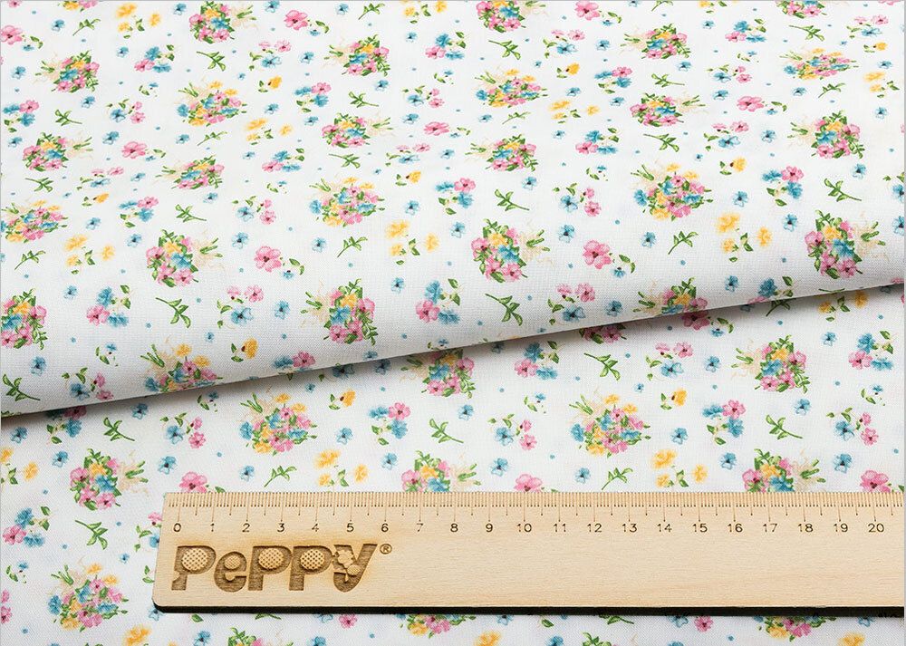 Ткань для пэчворка Peppy Нежная история, рулон 112 см / 5 метров, НИ-07 белый, Peppy