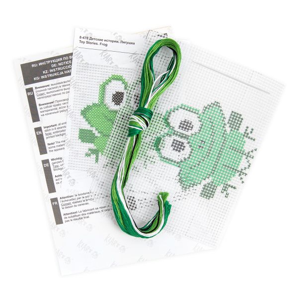 Набор для вышивания нитками Klart, Детские истории. Лягушка, 12х12 см
