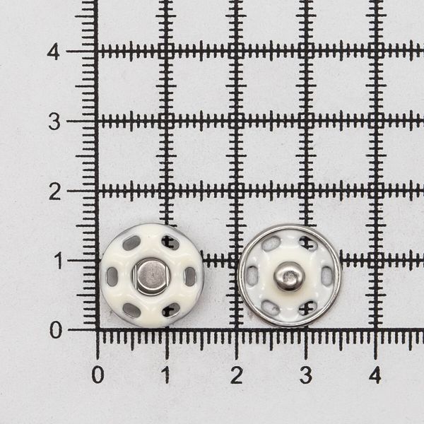 Кнопка пришивная металл ⌀15.0 мм, никель / белый, 10 шт, КПР6
