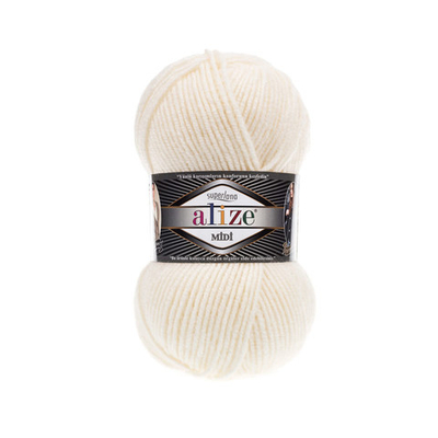 Пряжа Alize (Ализе) Superlana Midi / уп.5 мот. по 100 г, 170м, 062 молочный A