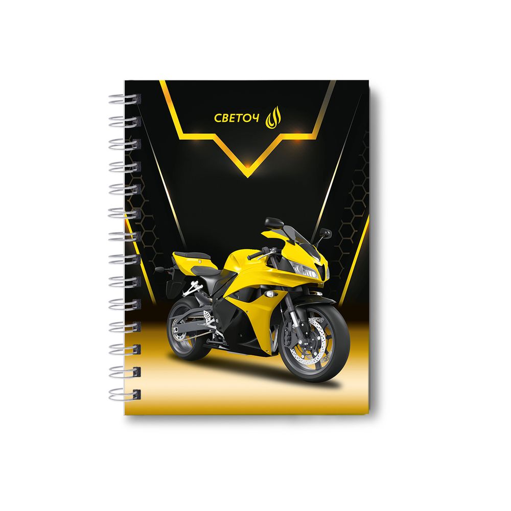 Записная книжка с твердым переплетом, матовая ламинация + выборочный лак, на гребне A6 80 л. 4 шт клетка, Управляй авто 01582, ЗК222 Светоч