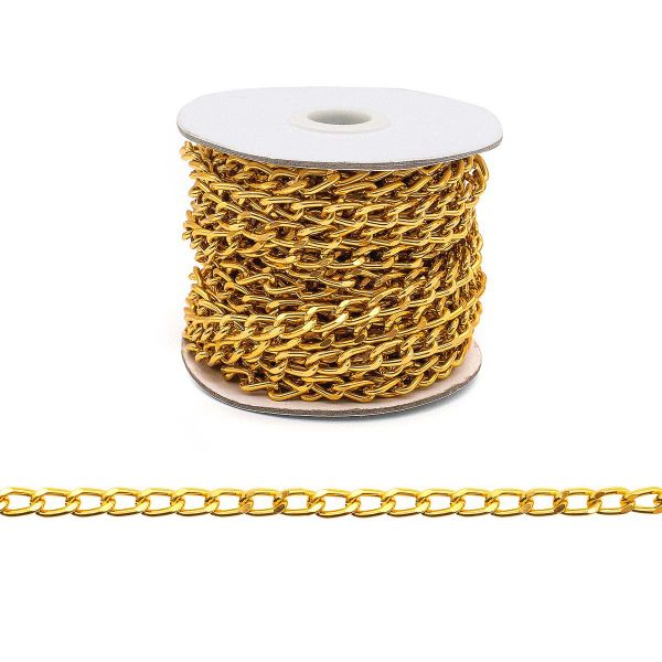 Цепь алюминиевая 11,6х6,7 мм, 10 м, золото