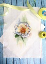 Набор для вышивания нитками МП Студия (Акварель), Белый Пион, 16х28 см