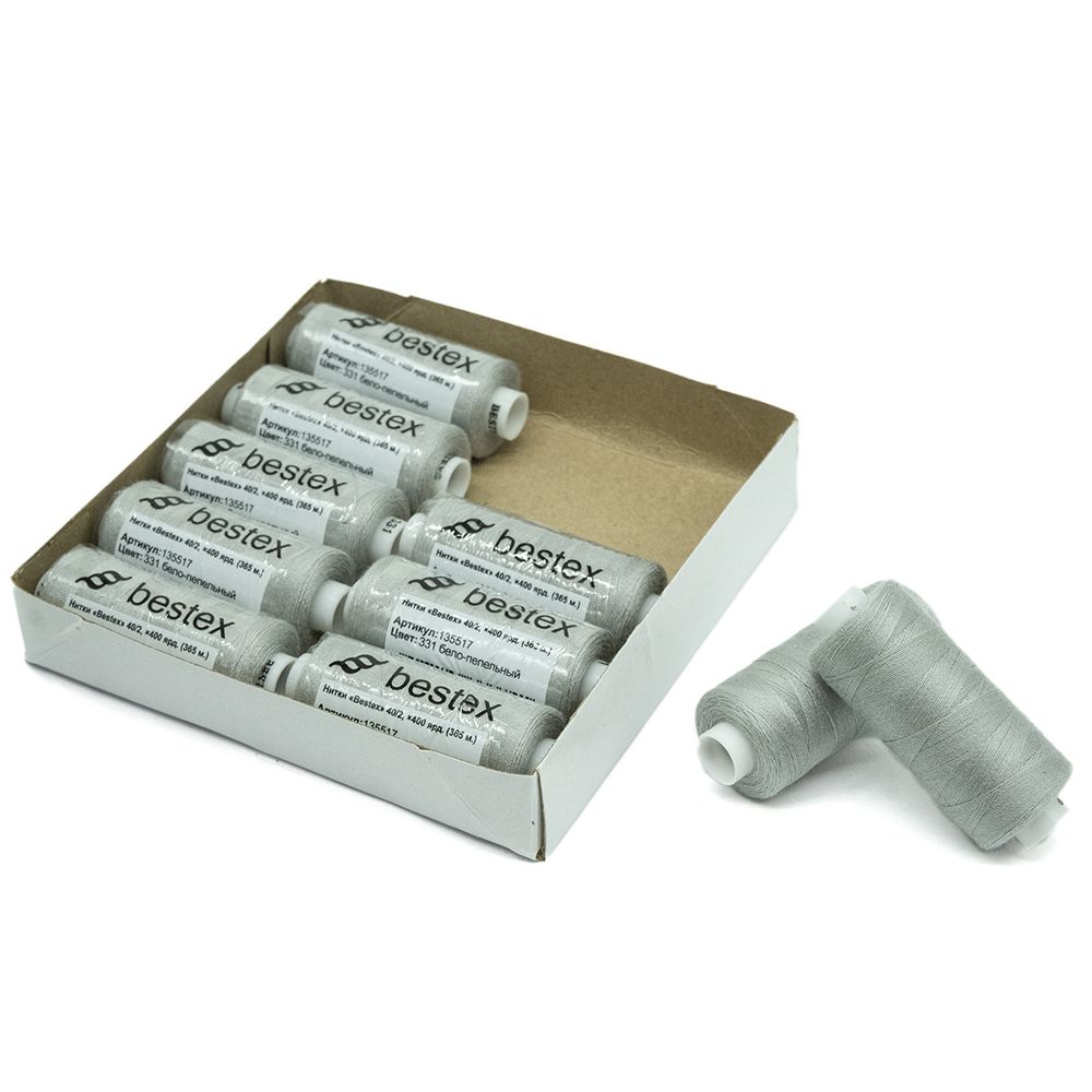 Нитки швейные бытовые Bestex 40/2, 365 м (400 ярд) / 10 кат., 331 пепельно-сиреневый