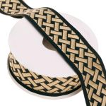 Лента (тесьма) жаккардовая 35.0 мм / 10±0.5 метров, бордюр Плетеный орнамент 35274 V10 черный/золото