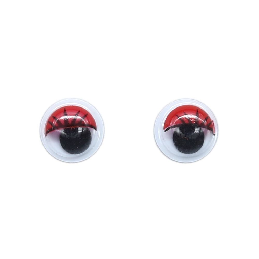 Глаза для кукол и игрушек бегающие с цветным веком 8 мм, красный, 100 шт