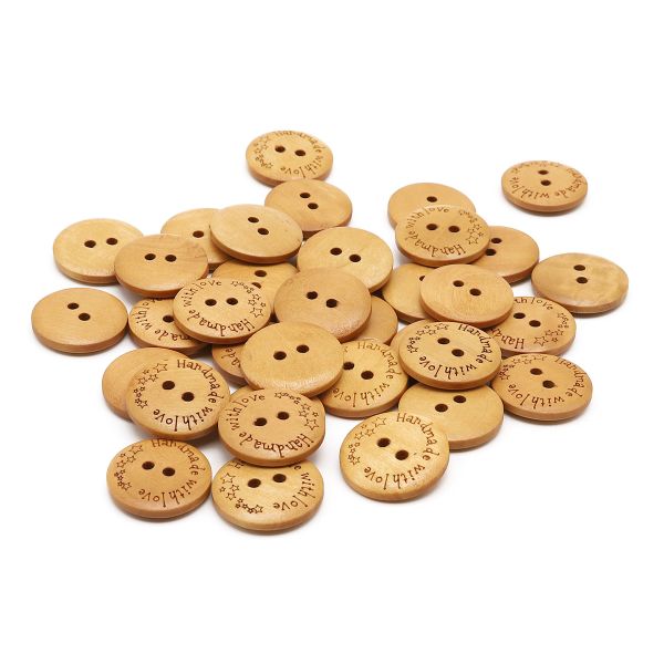 Пуговицы на 2 прокола Handmade 32L (20мм), дерево (Yellow (желтый)), W21, 36 шт