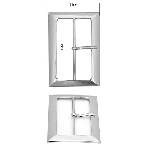 Пряжка ременная металл 31х48 мм, внутр. размер 40 мм, цв. никель, уп. 10 шт