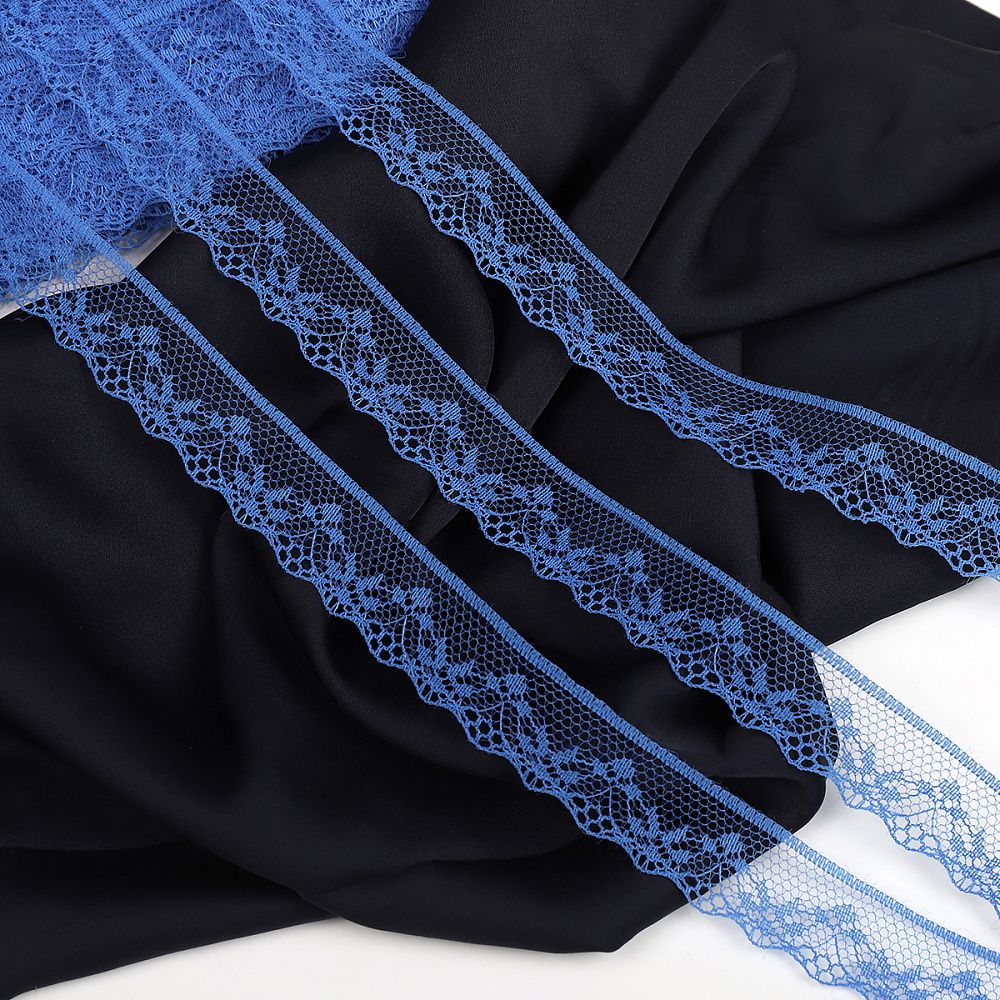 Кружево отделочное в стиле "трикотаж" 20 мм, диз. 1669 цв.11 синий, уп.27,4м