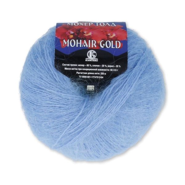 Пряжа Камтекс Мохер Голд / уп.10 мот. по 50 г, 250 м, цв.цв.015 голубой