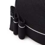 Резинка для мужских трусов и боксеров 35.0 мм / 25 метров, тканая мягкая, 24 г/м, черный/белый полоса