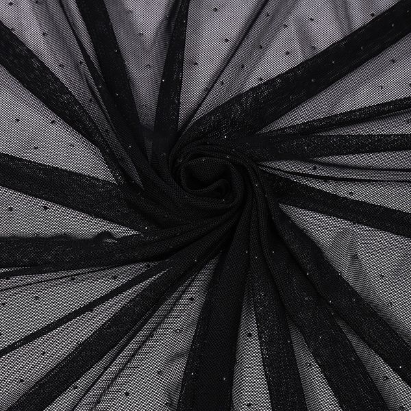 Сетка бельевая со стразами 120 г/м², шир.140 см / 50 метров, TBY.7059, черный