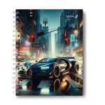 Тетрадь общая с твердой обложкой, глянцевая ламинация A5 120 л. на гребне 65 г/м², белизна 100% 4 шт клетка, 01552 Ночные гонки, Светоч Т206