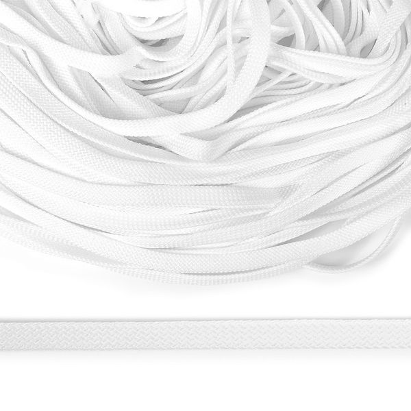 Шнур полиэфир плоский ⌀8.0 мм / 200 метров, 859 белый