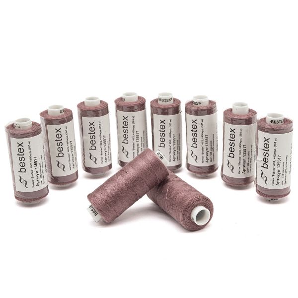 Нитки швейные бытовые Bestex 40/2, 365 м (400 ярд) / 10 кат., 038 античный лиловый