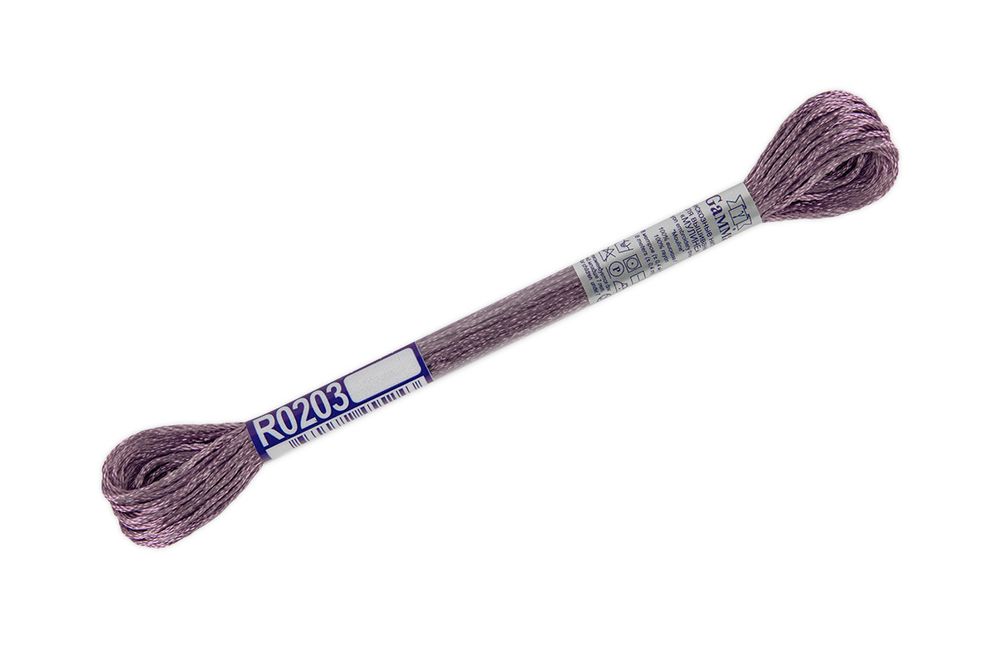 Мулине Gamma вискоза 100%, цв.R0203 сиреневый, 12 мотков по 8 метров
