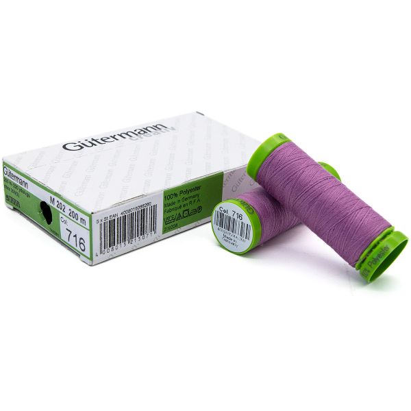 Нитки для тонких тканей Gutermann Extra Fine 150, 200м, 716 сиренево-розовый, 5 катушек