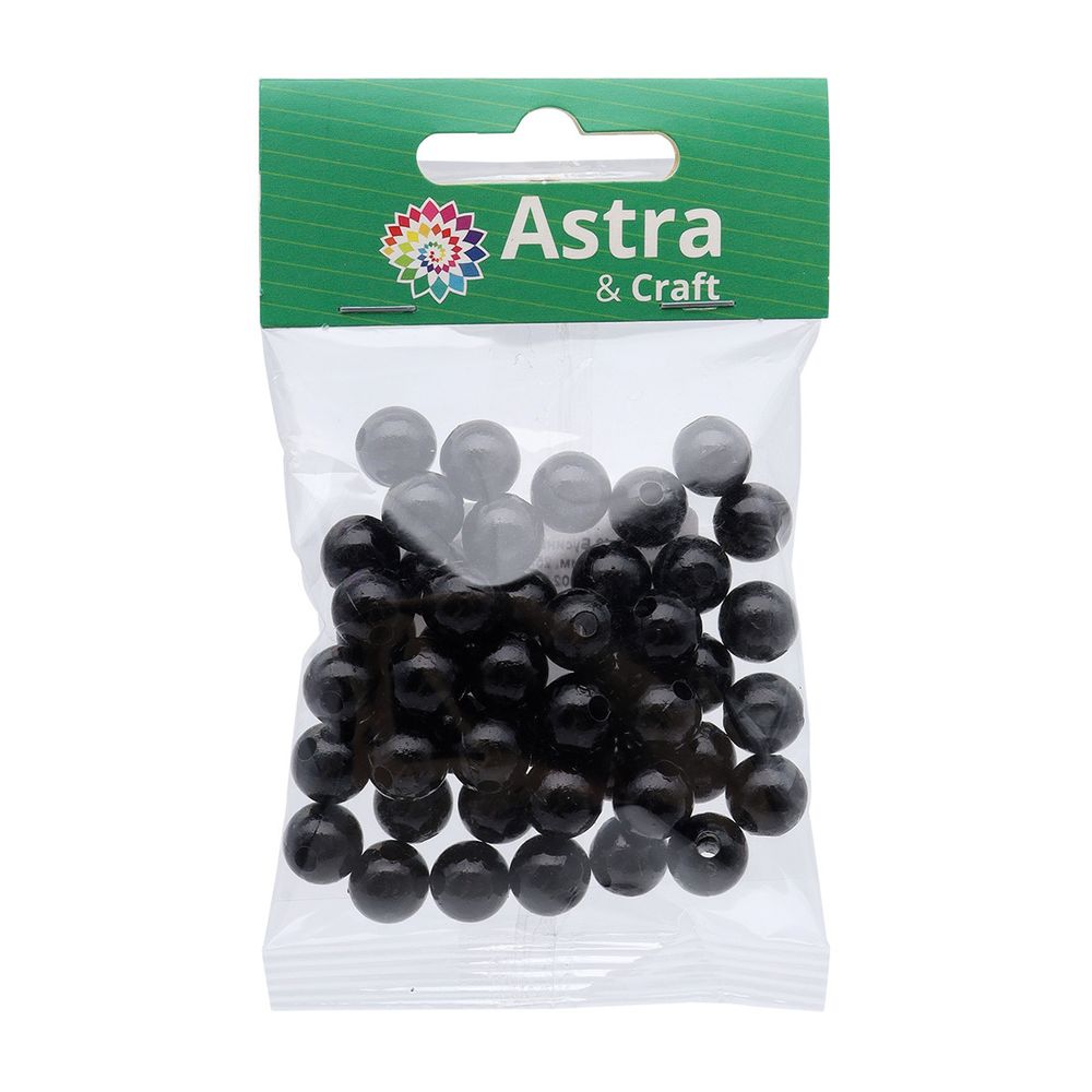 Бусины пластик (жемчуг) ⌀10 мм, 25 г, Astra&Craft (MH.КР.10.002.02 черный)
