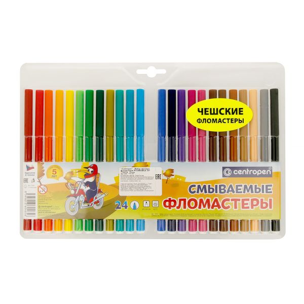 Набор цветных фломастеров WASHABLE TP 7790/24 24 цв, 7790/24, Centropen 7790/24