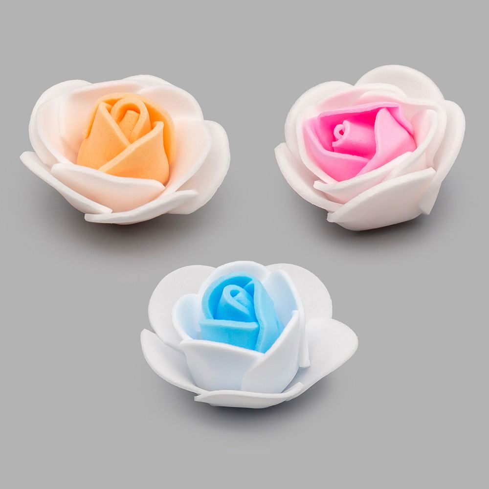 Цветочек-розочка из фоамирана 38 мм, микс №7, 3 цвета, 24 шт