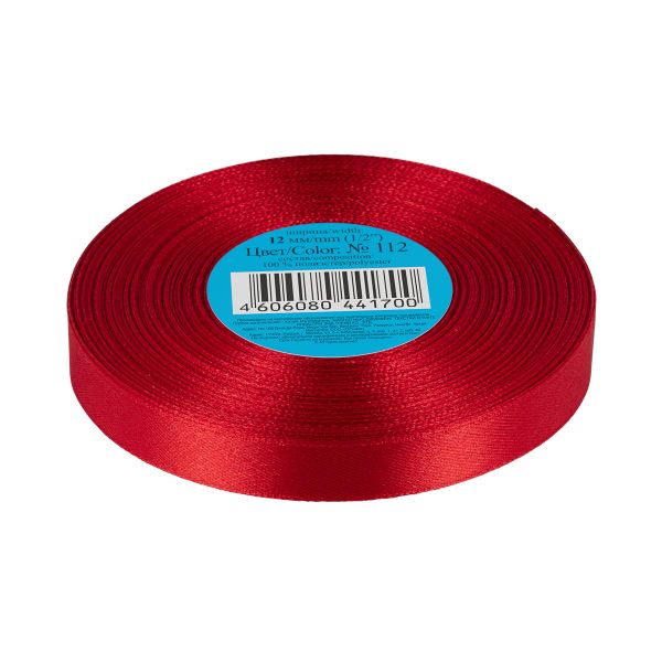 Лента атласная 1-сторонняя 12.0 мм / 33±2 метра, 112 т.красный, Gamma