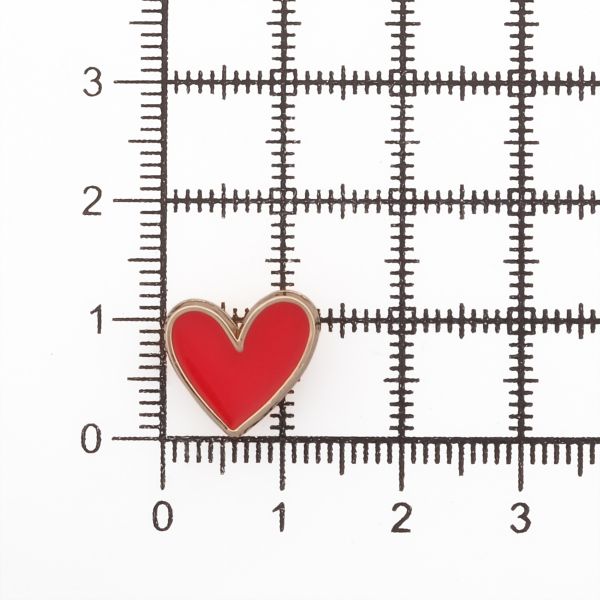 Пуговицы на ножке фигурная Сердце 20L (13мм), металл (Red/G (красный/золото)), MEs-2012, 36 шт