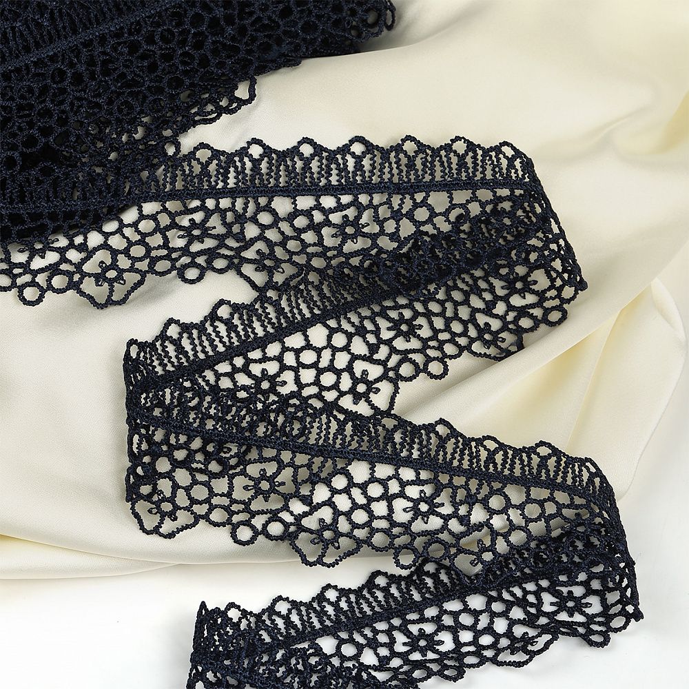 Кружево гипюр (плетёное) 45 мм, диз.2501 цв.B4815 т.синий уп.13.71м, Kruzhevo